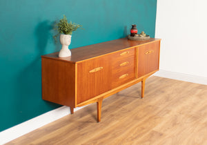 Retro Teak 1960s Long Mid Century Sideboard With Sliding Doors