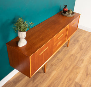 Retro Teak 1960s Long Mid Century Sideboard With Sliding Doors