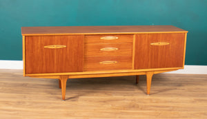 Retro Teak 1960s Long Mid Century Sideboard With Sliding Doors