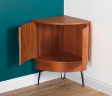 Load image into Gallery viewer, Retro Teak 1960s G Plan Fresco Corner Unit Bar Drinks Cabinet On Hairpin Legs