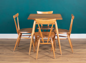 Retro Ercol Elm Blonde Model 395 Breakfast Table & Four 392 Windsor Stacking Chairs