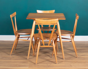 Retro Ercol Elm Blonde Model 395 Breakfast Table & Four 392 Windsor Stacking Chairs