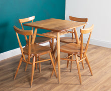 Load image into Gallery viewer, Retro Ercol Elm Blonde Model 395 Breakfast Table &amp; Four 392 Windsor Stacking Chairs