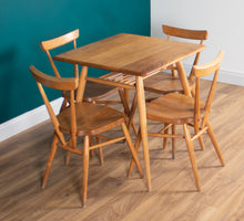 Load image into Gallery viewer, Retro Ercol Elm Blonde Model 395 Breakfast Table &amp; Four 392 Windsor Stacking Chairs