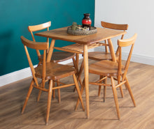 Load image into Gallery viewer, Retro Ercol Elm Blonde Model 395 Breakfast Table &amp; Four 392 Windsor Stacking Chairs