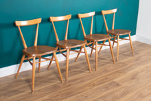 Load image into Gallery viewer, Retro Ercol Elm Blonde Model 395 Breakfast Table &amp; Four 392 Windsor Stacking Chairs