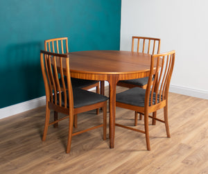 Retro Teak 1960s Round Mcintosh Dining Table & 4 High Back Chairs