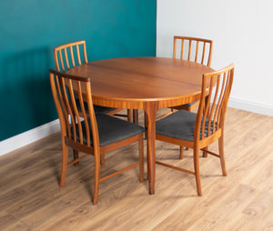 Retro Teak 1960s Round Mcintosh Dining Table & 4 High Back Chairs