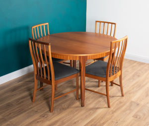 Retro Teak 1960s Round Mcintosh Dining Table & 4 High Back Chairs