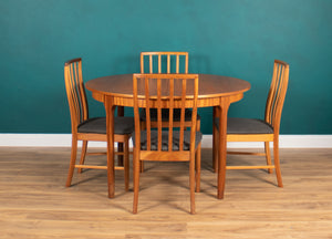 Retro Teak 1960s Round Mcintosh Dining Table & 4 High Back Chairs