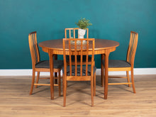 Load image into Gallery viewer, Retro Teak 1960s Round Mcintosh Dining Table &amp; 4 High Back Chairs