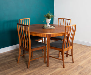 Retro Teak 1960s Round Mcintosh Dining Table & 4 High Back Chairs