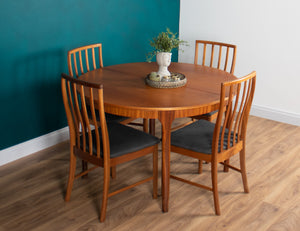 Retro Teak 1960s Round Mcintosh Dining Table & 4 High Back Chairs