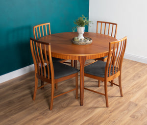 Retro Teak 1960s Round Mcintosh Dining Table & 4 High Back Chairs