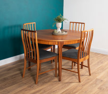 Load image into Gallery viewer, Retro Teak 1960s Round Mcintosh Dining Table &amp; 4 High Back Chairs