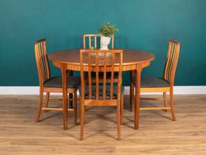 Retro Teak 1960s Round Mcintosh Dining Table & 4 High Back Chairs