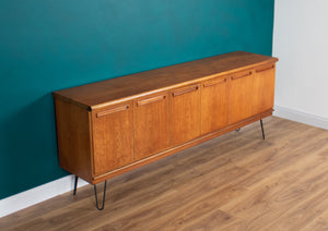 Retro Teak 1960s Long Meredew Sideboard On Hairpin Legs