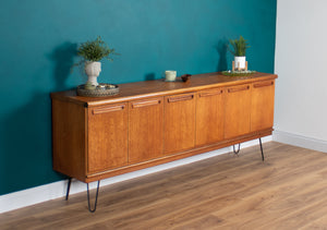 Retro Teak 1960s Long Meredew Sideboard On Hairpin Legs