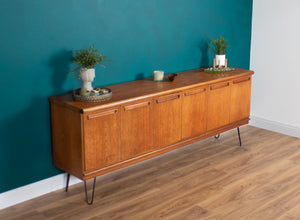 Retro Teak 1960s Long Meredew Sideboard On Hairpin Legs