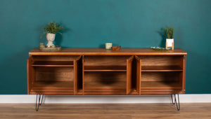 Retro Teak 1960s Long Meredew Sideboard On Hairpin Legs