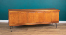 Load image into Gallery viewer, Retro Teak 1960s Long Meredew Sideboard On Hairpin Legs