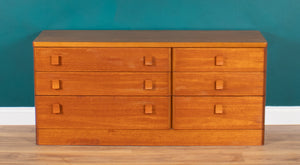 Retro Teak Stag Cantata, Mid Century Six Drawer Chest of Drawers