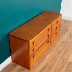 Retro Teak Stag Cantata, Mid Century Six Drawer Chest of Drawers