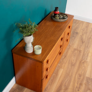 Retro Teak Stag Cantata, Mid Century Six Drawer Chest of Drawers