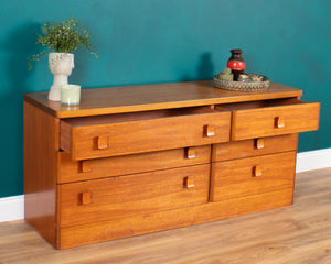 Retro Teak Stag Cantata, Mid Century Six Drawer Chest of Drawers