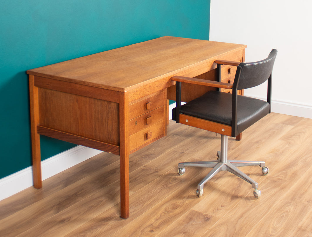 Retro Oak 1960s Danish Mid Century Desk Two Sided Partners By Domino Møbler