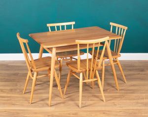 Retro Ercol Elm Blonde Model 395 Breakfast Table & Four Ercol Kitchen Chairs