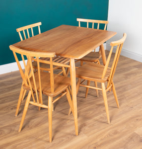 Retro Ercol Elm Blonde Model 395 Breakfast Table & Four Ercol Kitchen Chairs