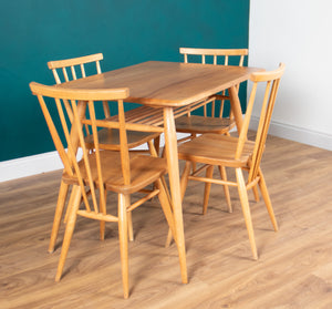 Retro Ercol Elm Blonde Model 395 Breakfast Table & Four Ercol Kitchen Chairs