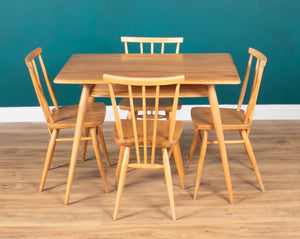 Retro Ercol Elm Blonde Model 395 Breakfast Table & Four Ercol Kitchen Chairs