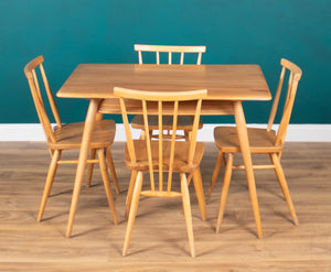 Retro Ercol Elm Blonde Model 395 Breakfast Table & Four Ercol Kitchen Chairs