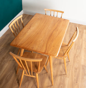 Retro Ercol Elm Blonde Model 395 Breakfast Table & Four Ercol Kitchen Chairs