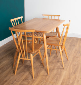 Retro Ercol Elm Blonde Model 395 Breakfast Table & Four Ercol Kitchen Chairs