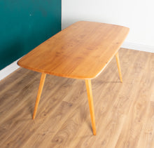 Load image into Gallery viewer, Retro Ercol Planktop Dining Table &amp; Six Windsor Chairs