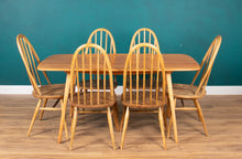 Load image into Gallery viewer, Retro Ercol Planktop Dining Table &amp; Six Windsor Chairs