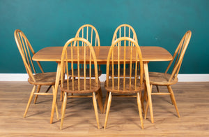 Retro Ercol Planktop Dining Table & Six Windsor Chairs