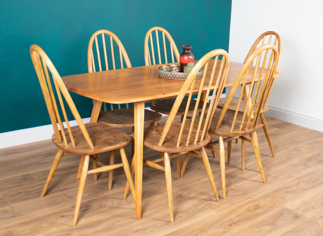 Retro Ercol Planktop Dining Table & Six Windsor Chairs