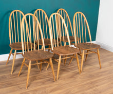 Load image into Gallery viewer, Retro Ercol Planktop Dining Table &amp; Six Windsor Chairs