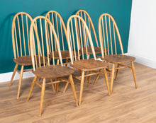 Load image into Gallery viewer, Retro Ercol Planktop Dining Table &amp; Six Windsor Chairs