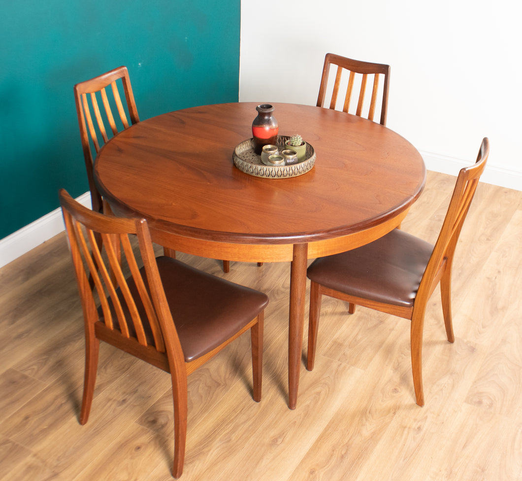 Retro Teak GPlan 1960s Fresco Dining Table & 4 Four Chairs By Victor Wilkins