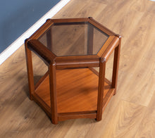 Load image into Gallery viewer, Retro Teak 1960s Hexagonal Danish Mid Century Teak &amp; Glass Coffee Table