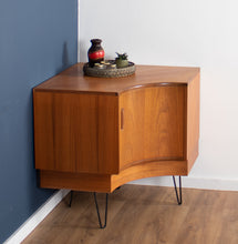 Load image into Gallery viewer, Retro Teak 1960s G Plan Fresco Corner Unit Bar Drinks Cabinet On Hairpin Legs