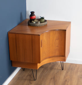 Retro Teak 1960s G Plan Fresco Corner Unit Bar Drinks Cabinet On Hairpin Legs