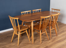 Load image into Gallery viewer, Vintage Ercol Elm Windsor Plank-top Dining Table &amp; Six 391 Dining Chairs