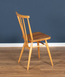 Vintage Ercol Elm Windsor Plank-top Dining Table & Six 391 Dining Chairs