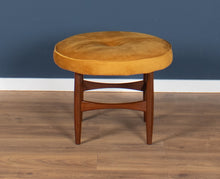 Load image into Gallery viewer, Retro Teak 1960s Kofod Larsen Upholstered Mustard Stool